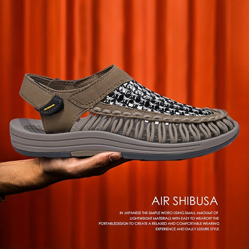 Men's Hollow Out Slip On Lightweight Sandals Hook And Loop Fastener