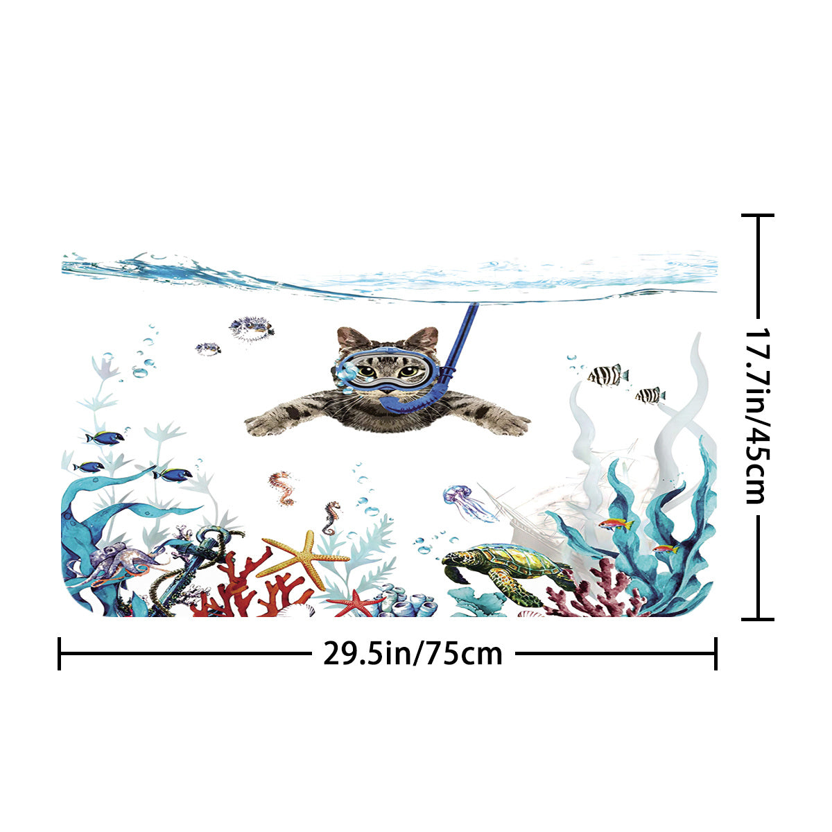 Swimming Cat Shower Curtain Set - Modern Bathroom Decor