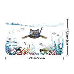 Swimming Cat Shower Curtain Set - Modern Bathroom Decor