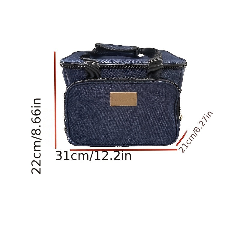 Large Capacity Insulated Lunch Bag High Oxford Fabric Dual Zipper Compartments