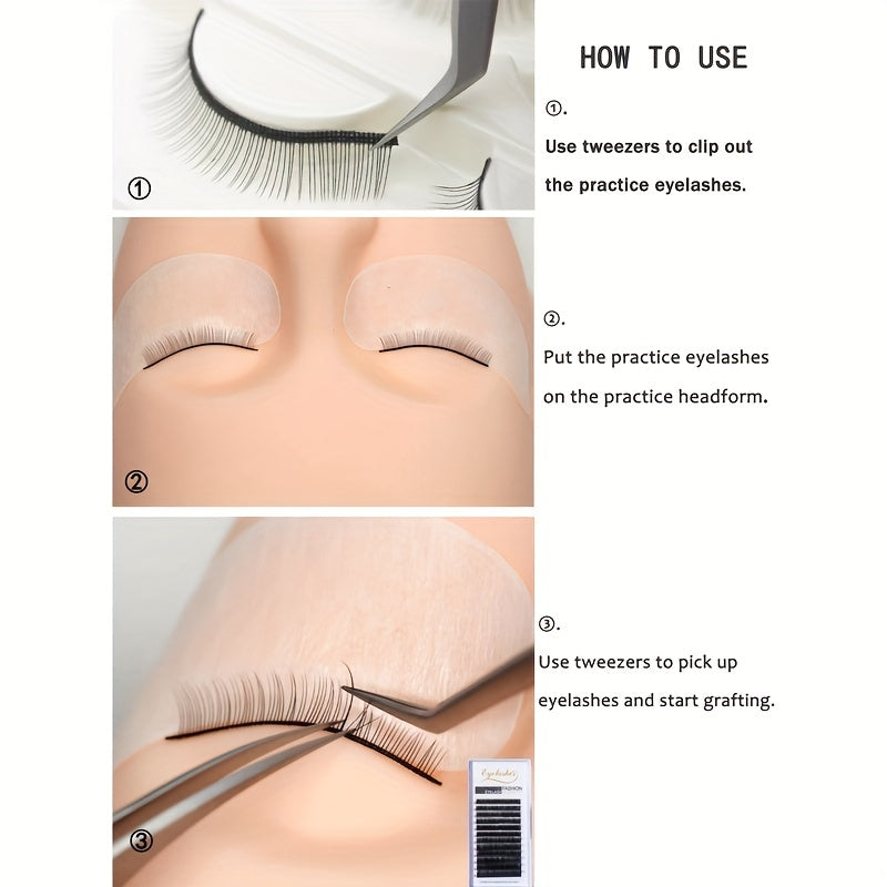 10 Pair 8mm Practice Eyelash Extensions Strips for Training