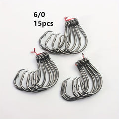 15pcs Nickel Octopus Fishing Hooks High Carbon Steel Barbed with Eye