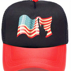 Unisex Sunshade Baseball Cap with American Flag Embroidery