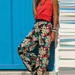 Boho Floral Print High Waist Pants for Women
