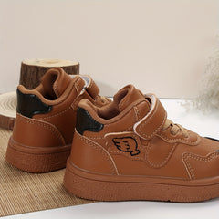 Boy's Solid Skate Shoes Hook And Loop Fastener Breathable Sneakers