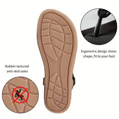 Women's Thong Sandals with Elastic Strap, Beach Slip-On Shoes