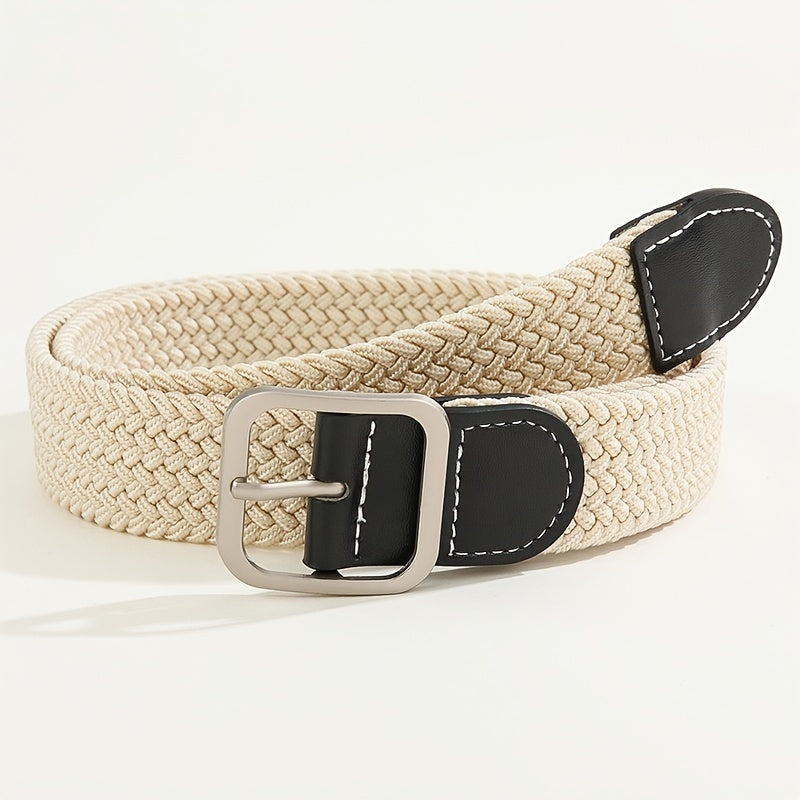Geometric Buckle Belt Braided Stretch Boho Belt