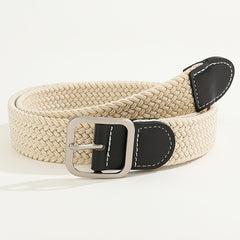 Geometric Buckle Belt Braided Stretch Boho Belt