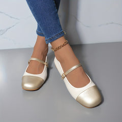 Colorblock Mary Jane Square Toe Shoes Soft Sole Flats