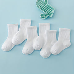6 Pairs Girls Kids Causal Sports Socks Breathable Comfy Crew Plain Socks