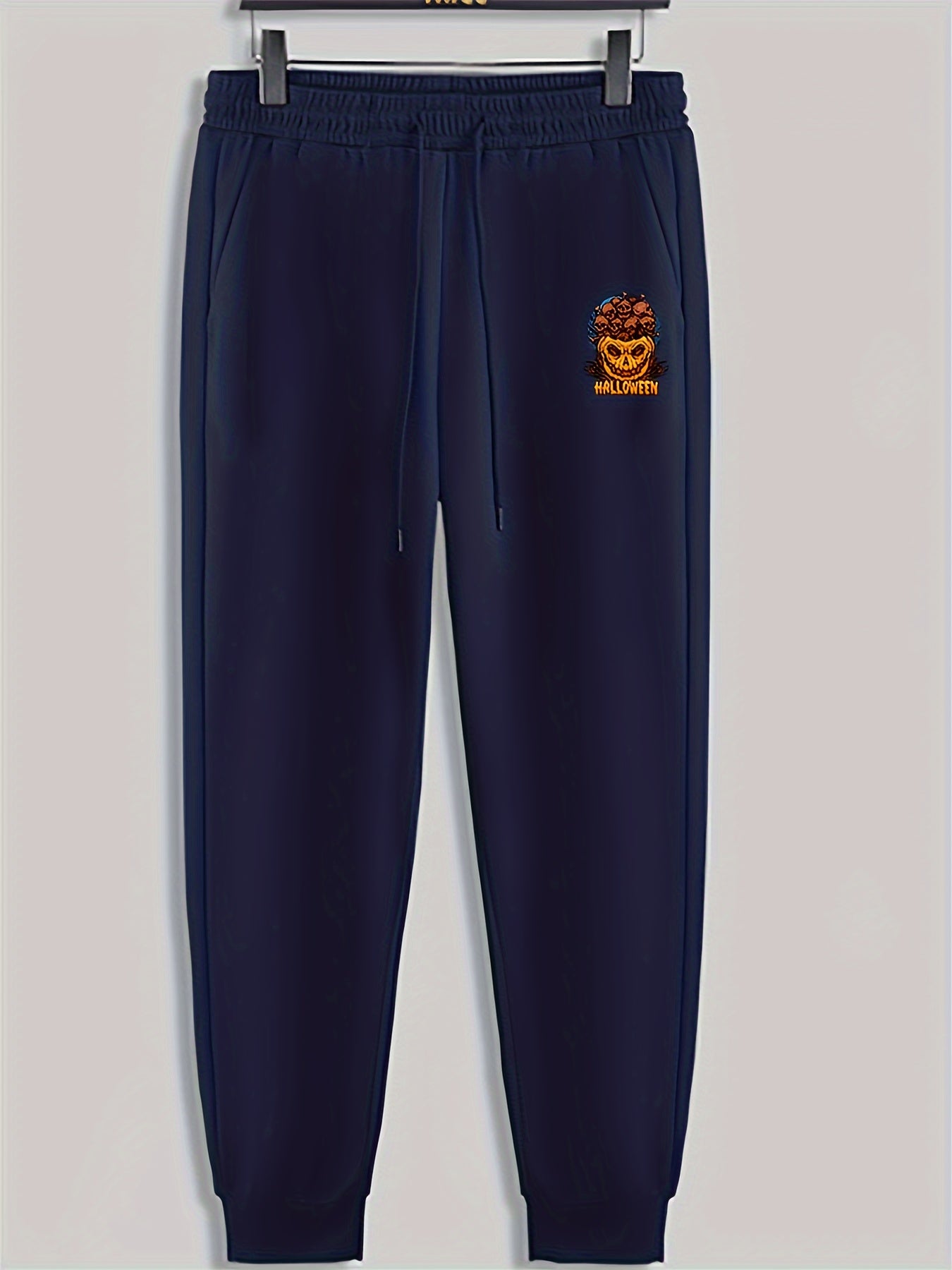 Halloween Pumpkin Print Men's Pants Drawstring Sweatpants Loose Casual Trousers