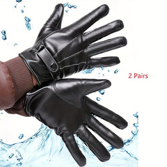 Waterproof Touch Screen PU Leather Gloves For Men And Women
