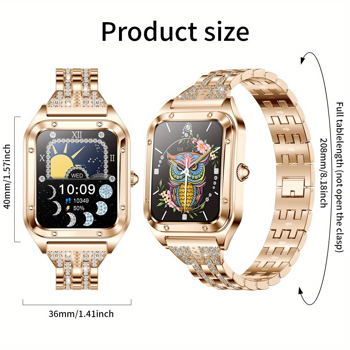 LIGE Crystal Smartwatch for Women - Large Screen, Call Answer, Message Notify