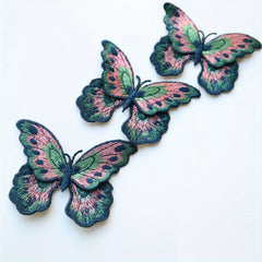 3pcs Butterfly Embroidered Applique Double Layer Sewing Patch for Clothes