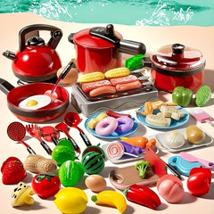 Kids Mini Kitchen Pretend Play Set with Realistic Food and Vegetable Toys