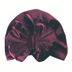Striped Velvet Bow Baby Hat for Daily Life
