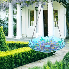 Glass Hanging Bird Bath for Outdoor Garden Decor Yard Hummingbird Fall Decor
