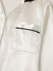Satin Pajama Set Long Sleeve Top & Pants Women's Sleepwear