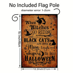 Halloween Garden Flag Double Sided Witches Go Riding 'tis Near Halloween 30x45cm
