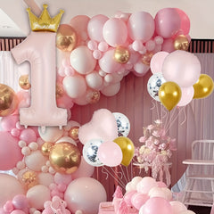 1st Birthday Decorations Number 1 Balloons Prince Princess Crown First Year