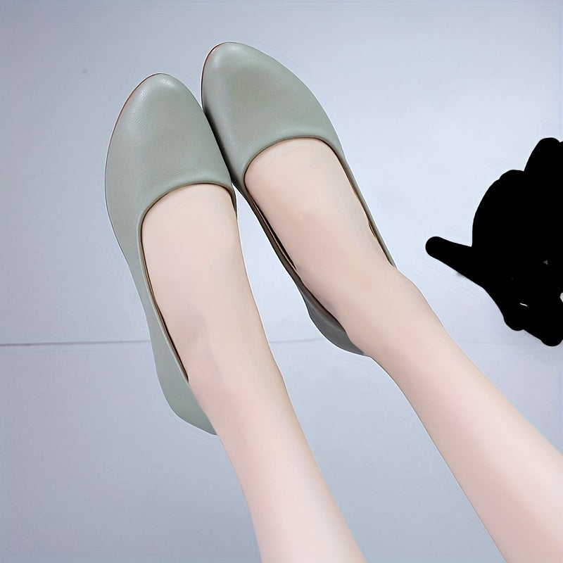 Women's Pointed Toe Wedge Slip-On Soft Leather Shoes