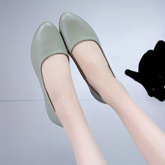 Women's Pointed Toe Wedge Slip-On Soft Leather Shoes