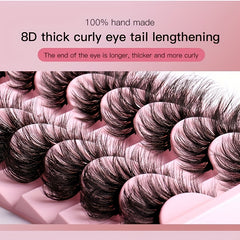 10 Pairs Fox Eye Lashes Layer Thick Volume Faux Mink Lashes 8D Cat Eye Lashes
