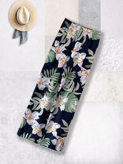 Floral Print High Waist Straight Leg Pants