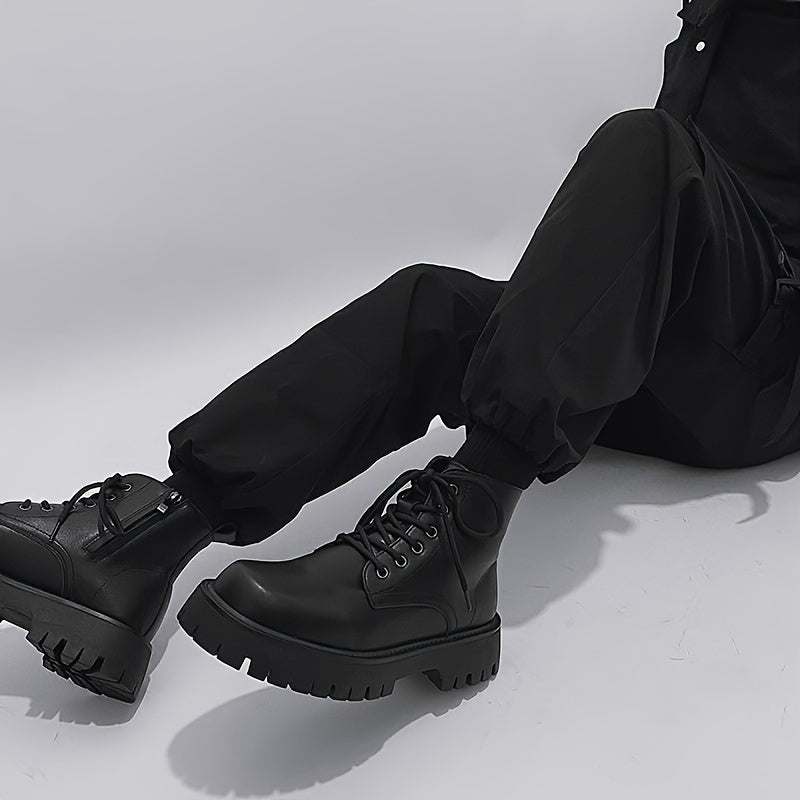 Men's High Top Platform Boots Non Slip Zip Up Shoes