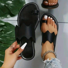 Women's Loop Toe Slide Sandals Lightweight Open Toe Slip On Shoes