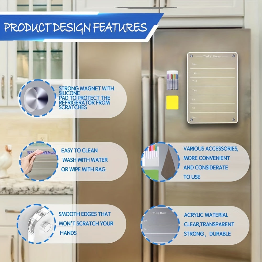20x30 Acrylic Magnetic Dry Erase Board for Fridge Clear Magnet Calendar