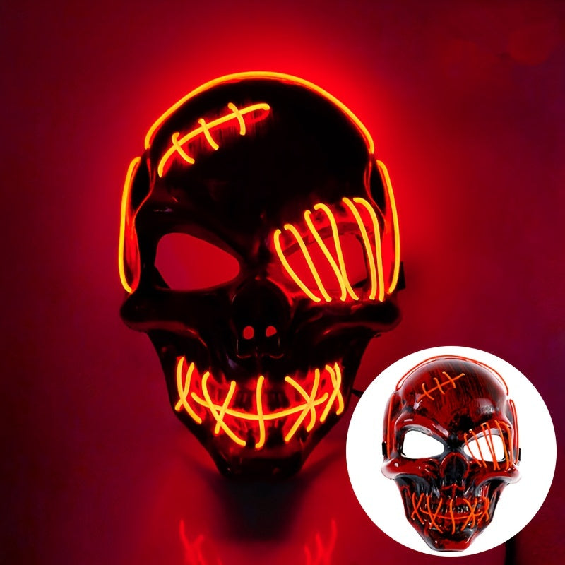 Halloween Scar One-eye Skull Mask Horror LED Light Up Mask