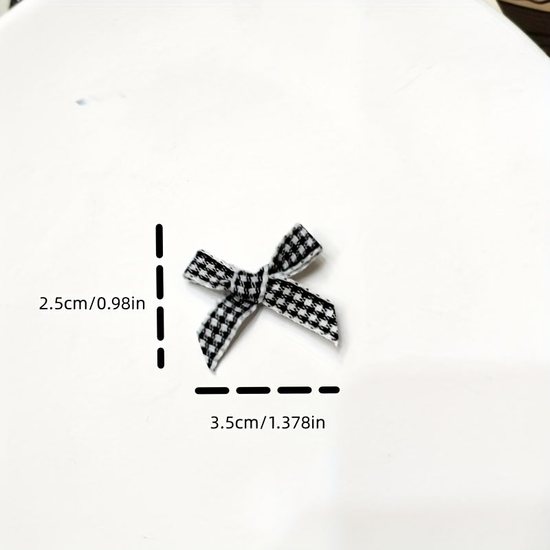 Pack Of 10 DIY Plaid Handknotted Mini Bow Ribbon