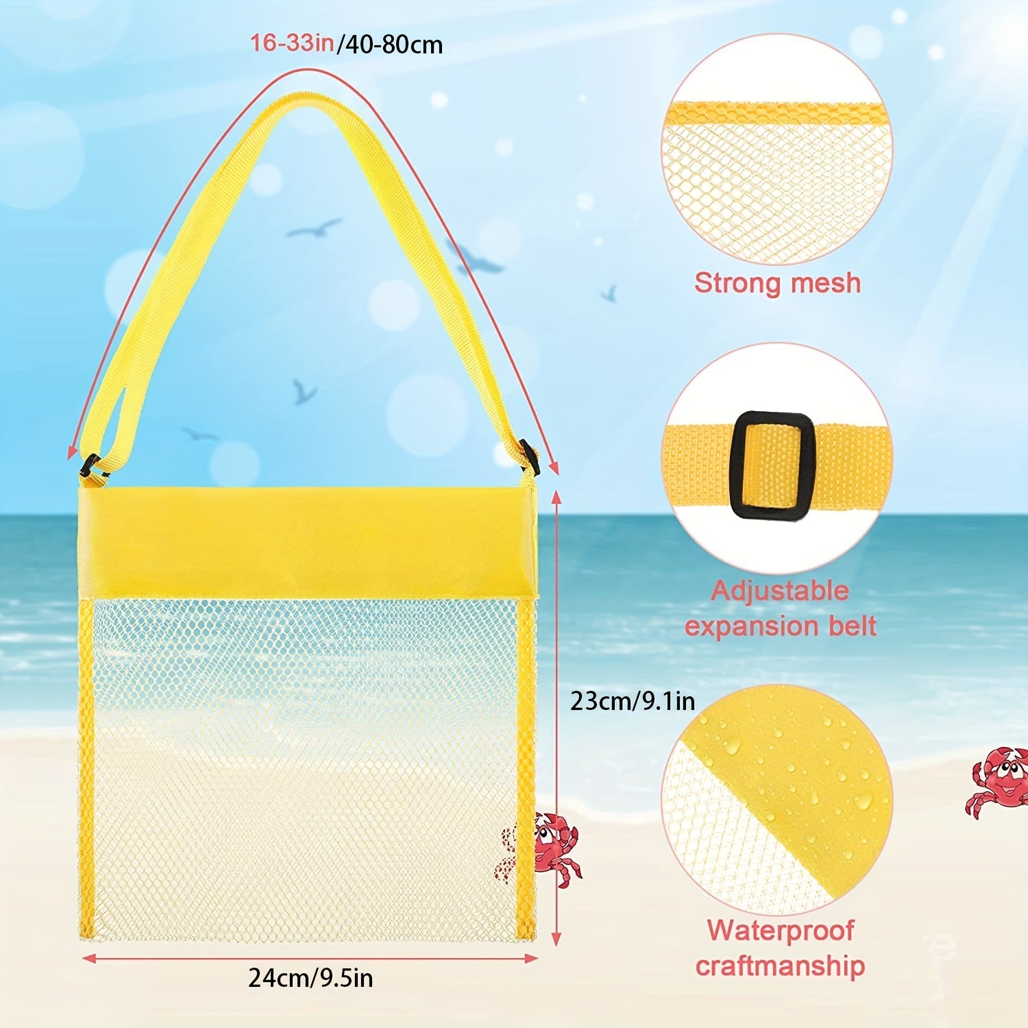 Nylon Mesh Beach Handbag Sandproof Tote Bag
