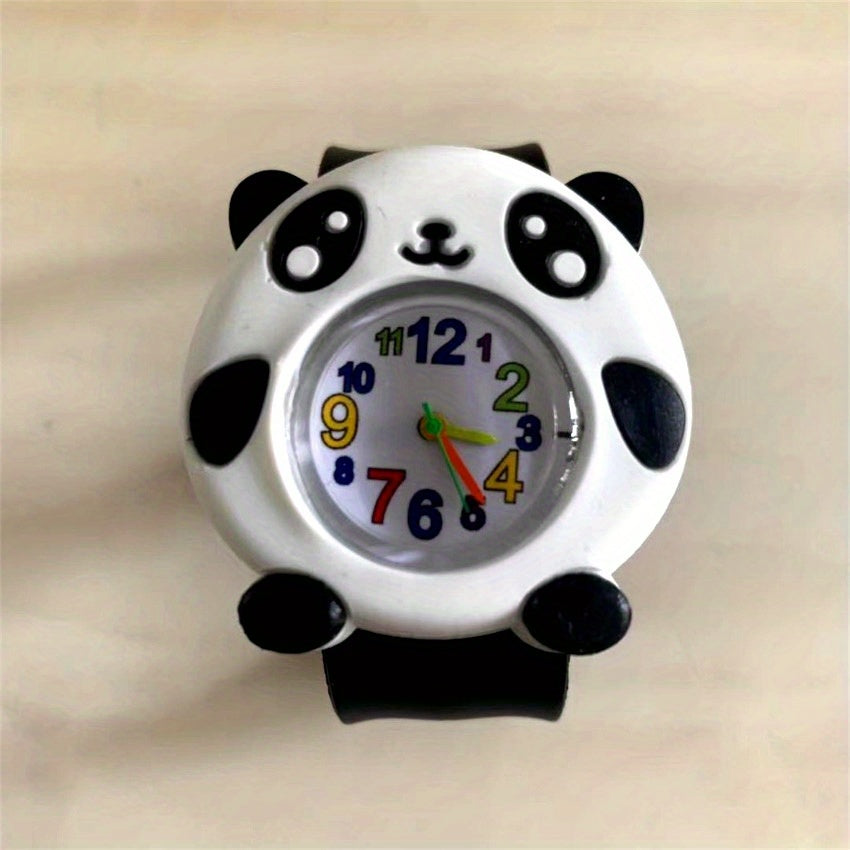 Cartoon Round Dial Watch With Clap Ring For Boys Girls