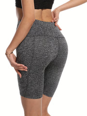 High Stretch Yoga Shorts With Pocket Slimming Biker Shorts