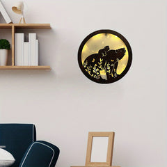 Children's Room Decoration Wall Clock LED Creative Lamp Retro Wooden Sign