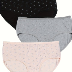 3 Pack Plus Size Panties Set Women's Plus Ditsy Floral Print Underwear