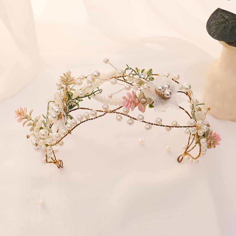 Faux Pearl Flower Leaf Headband Hairband Tiara Wedding Bridal Hair Accessories