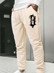 Men's Letter Print Thick Casual Sweatpants