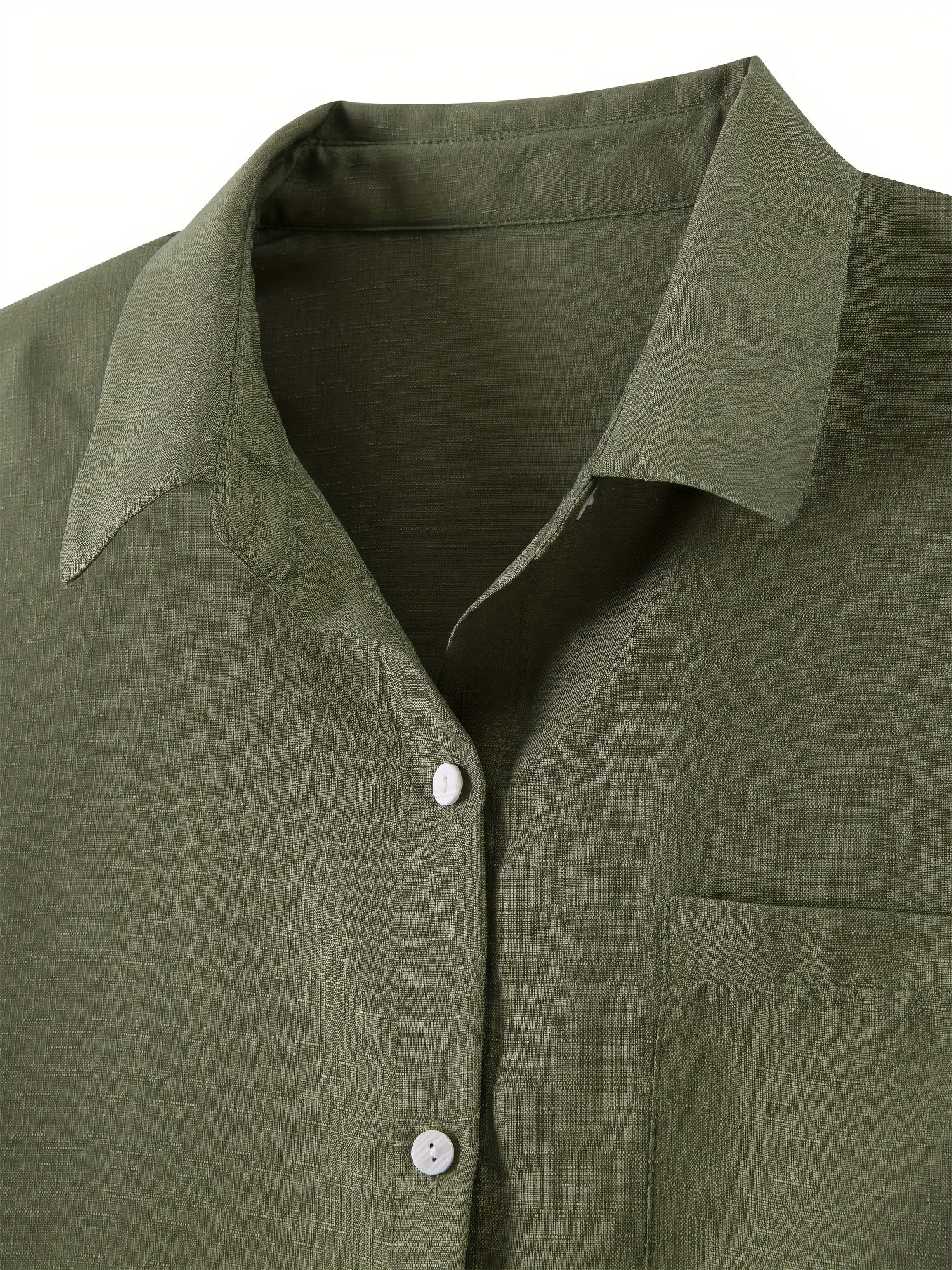 Solid Button Up Short Sleeve Blouse