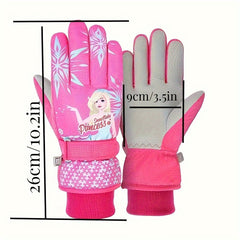 Sweet Princess Winter Gloves for Girls, 5-Layer Windproof & Waterproof