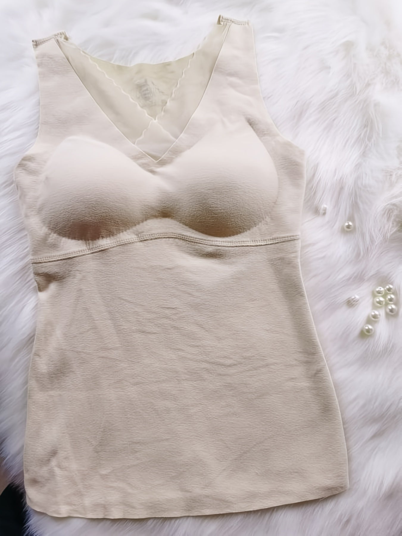 Mesh Stitching Thermal Underwear V Neck Sleeveless Top