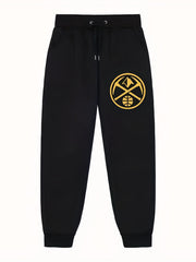 Graphic Print Joggers Men's Casual Loose Fit Waist Drawstring Pants