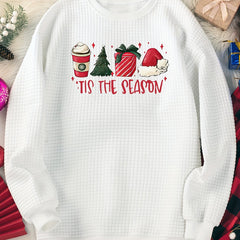 Women's Plus Christmas Lounge Top, Long Sleeve Waffle Pullover