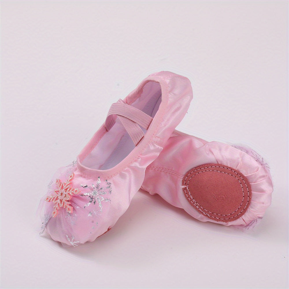 Soft Bottom Ballet Dancing Shoes for Girls with Snow Flask Decor