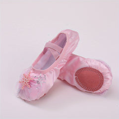 Soft Bottom Ballet Dancing Shoes for Girls with Snow Flask Decor