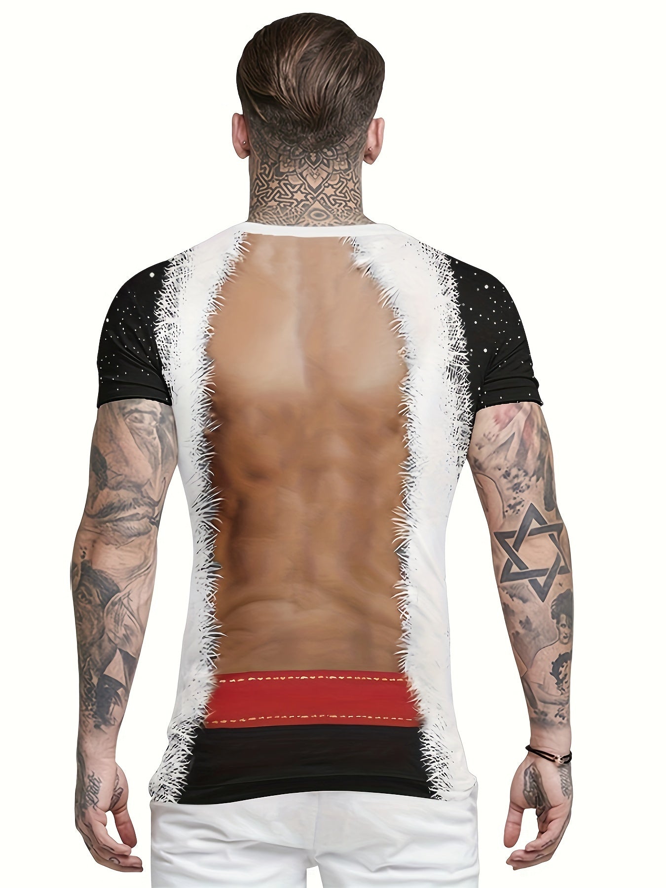 Men's Muscle Pattern 3D Print Casual Street Style T-shirt