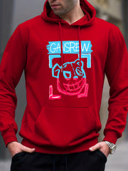 Evil Bear Print Hoodie Men's Graphic Pullover Hooded Sweatshirt