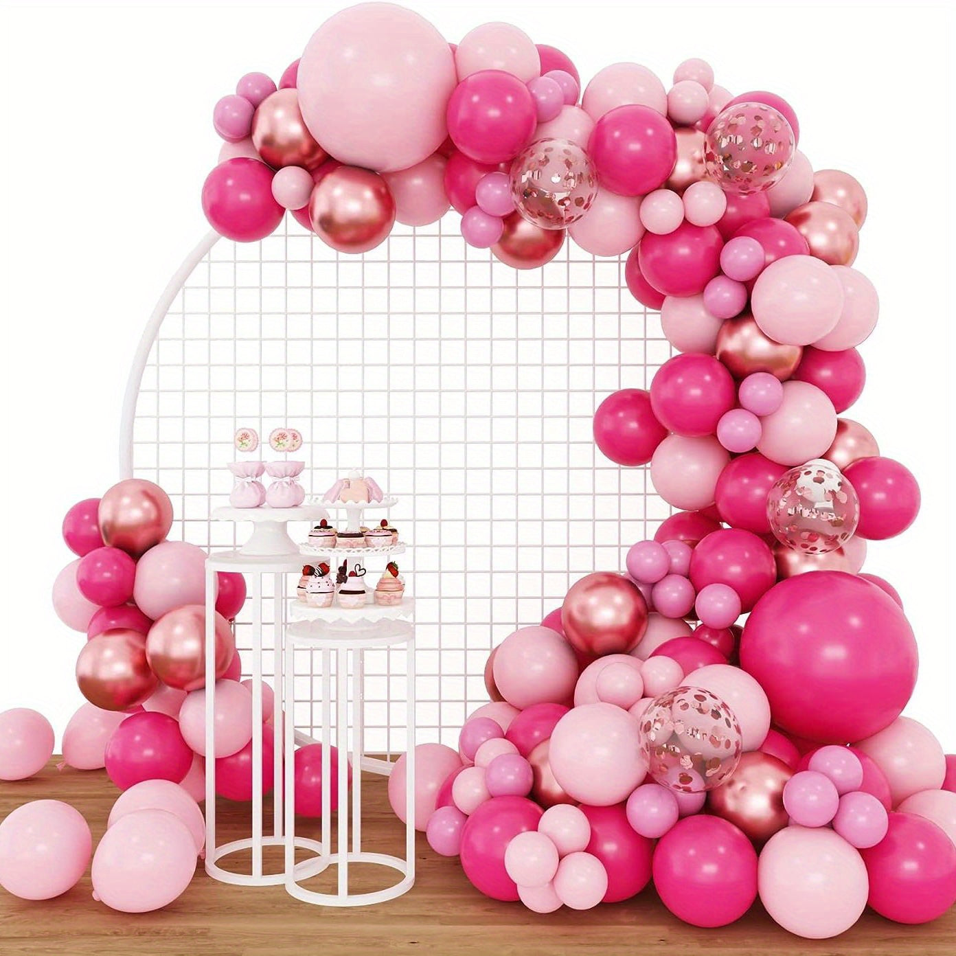 164pcs Pink Latex Balloons Rose Golden Balloon Arch Set